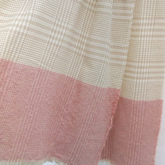 Knit Loop Scarf -Tan & Pink Plaid - Inc International Concepts Acces 74"x18" - Picture 2 of 6